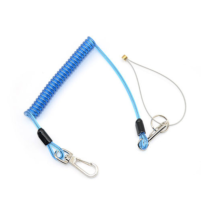 Διαυγές πλαστικό μπλε τυλιγμένο σύρμα σκοινί λανιάρ εργαλεία ασφάλεια λανιάρ